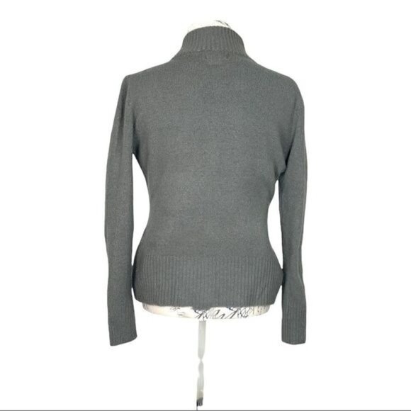 Gray Long Sleeve Full Zip Mohair Blend Argyle Pattern Cardigan - Picture 9 of 11